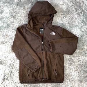 THE NORTH FACE Girls Youth Brown Denali Polartec Fleece Hooded Jacket Large